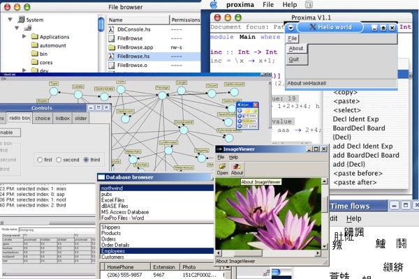 Some screenshots of wxHaskell programs